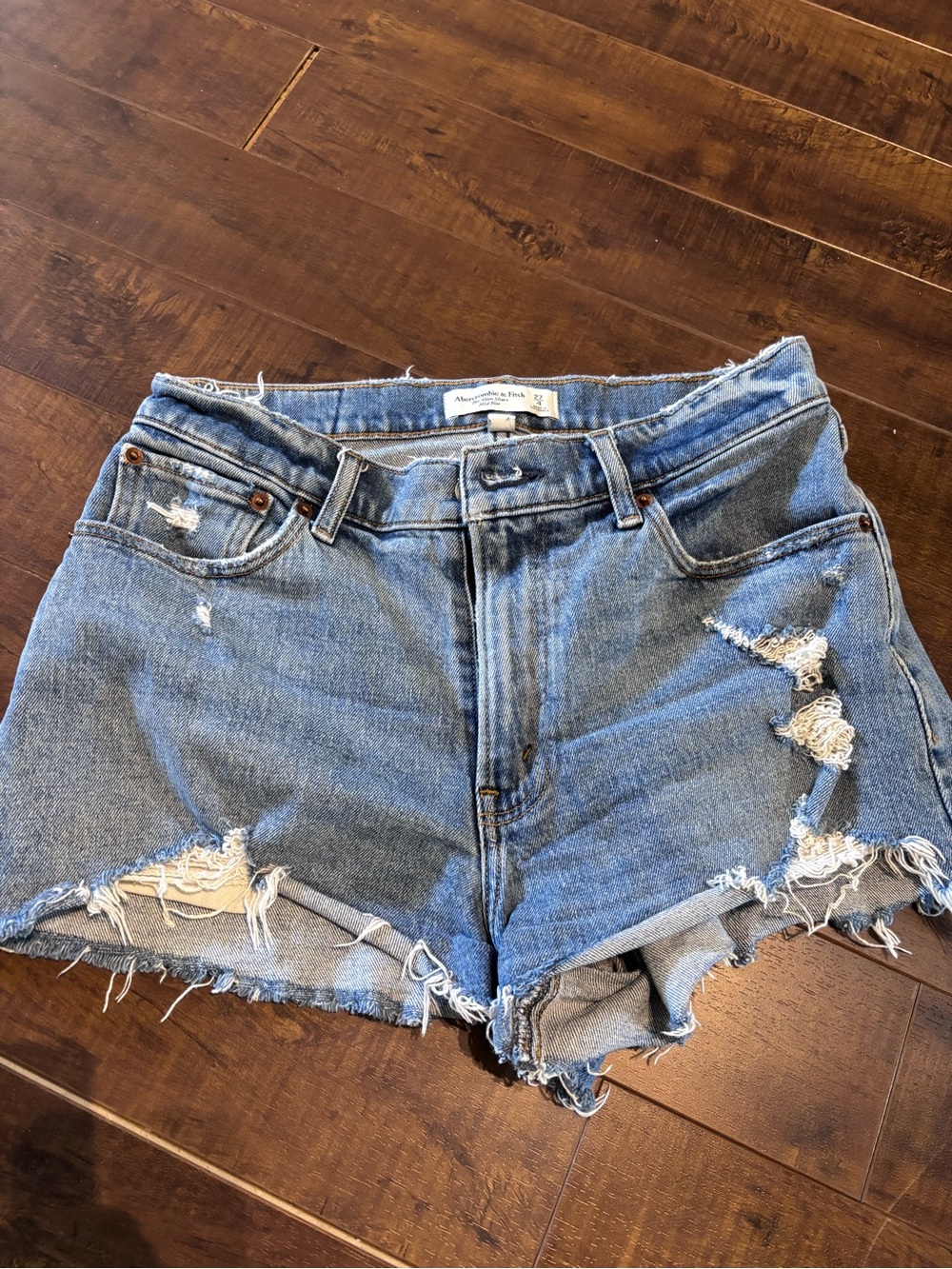 Abercrombie & Fitch Distressed Light Blue Denim Cutoff Shorts